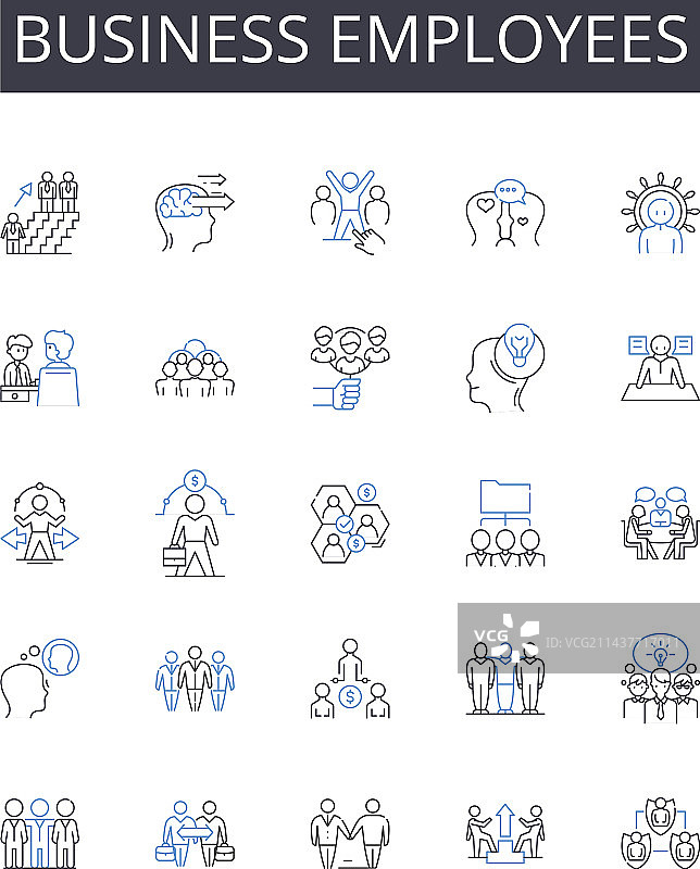 商务员工线性图标合集图片素材