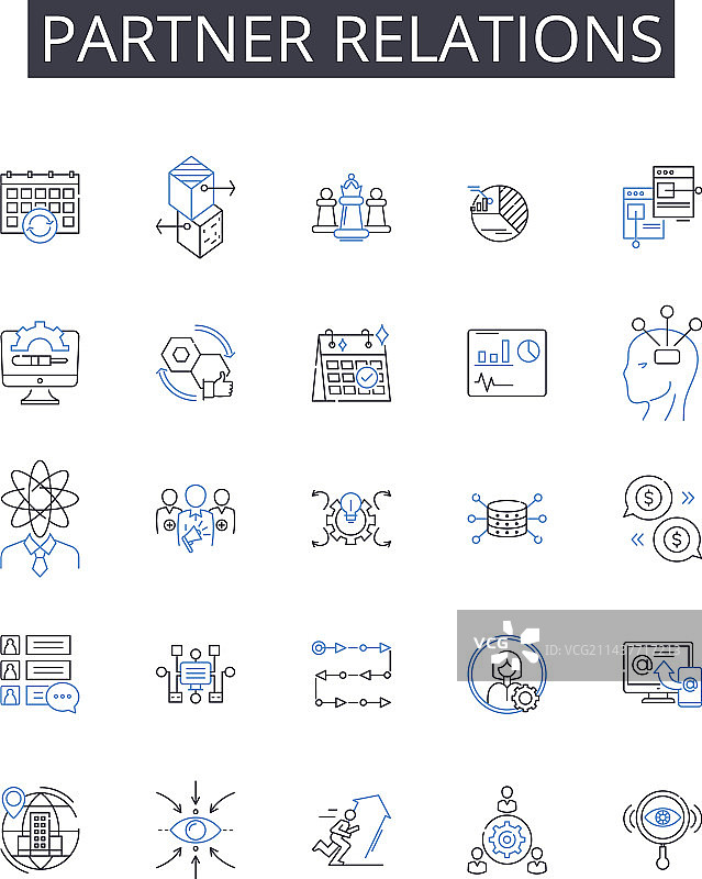 员工合作关系线性图标合集图片素材
