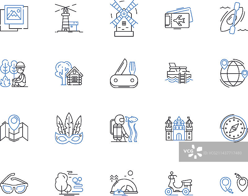 野生动物园公司探险系列线性图标图片素材