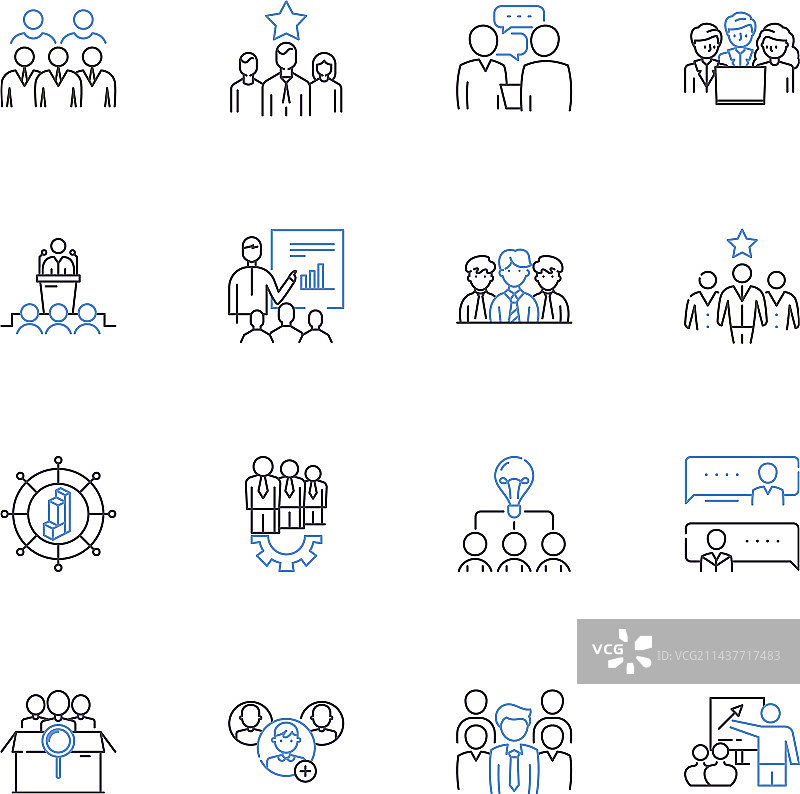 集体企业线性图标合集图片素材