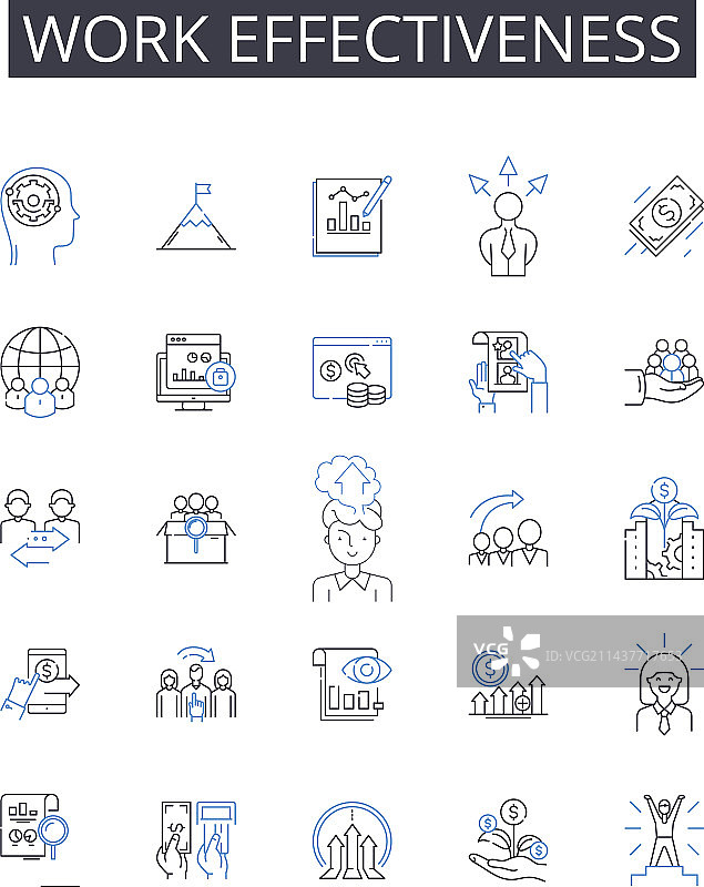工作效率线性图标合集图片素材