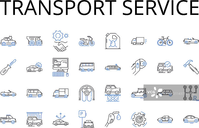 汽车交通服务线性图标集合图片素材