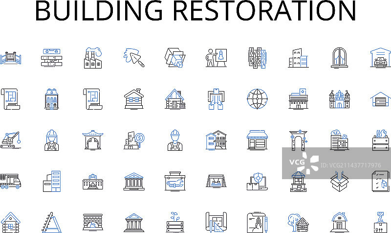 楼宇修复线性图标合集图片素材