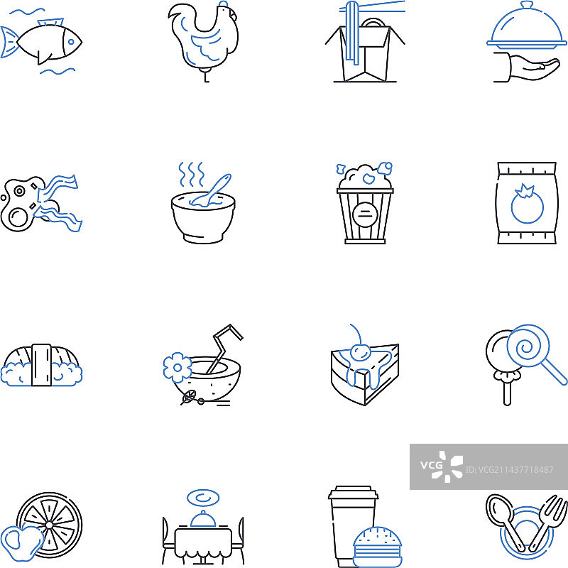 美食风味线性图标合集图片素材