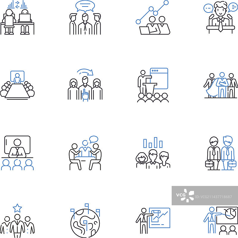 讨论线性图标合集辩论对话图片素材