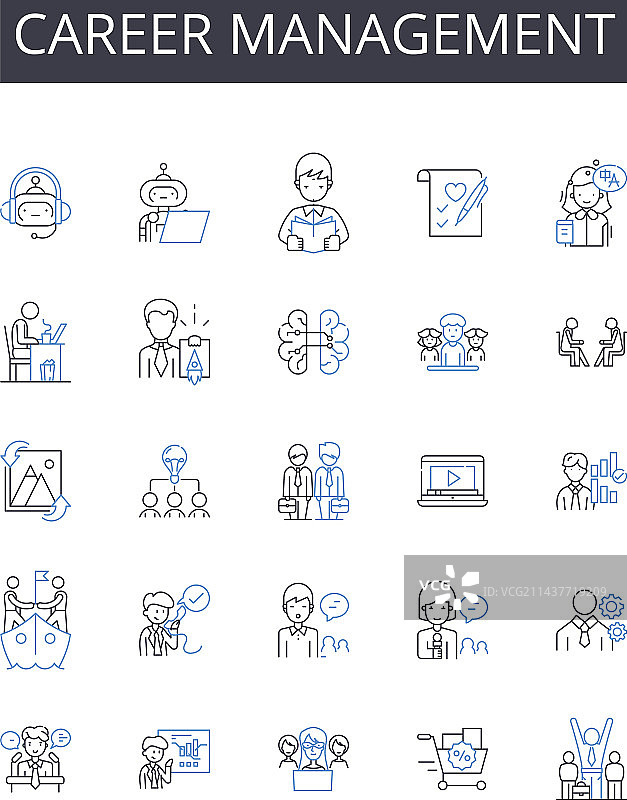 职业管理线性图标集：薪资图片素材