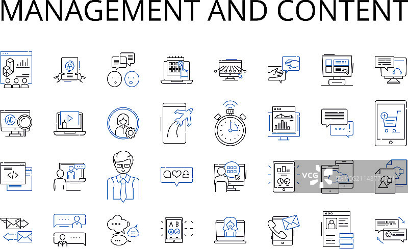 管理与内容线性图标合集图片素材