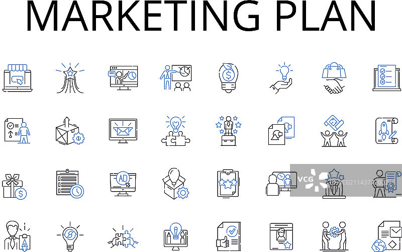 营销计划线性图标集促销图片素材