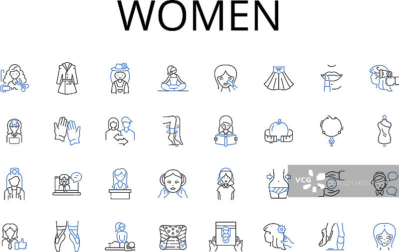 男女线条图标合集图片素材