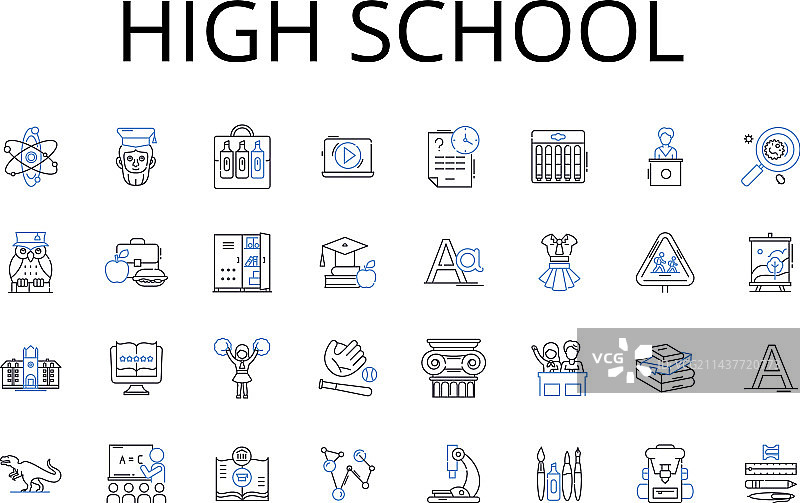 中学线条图标合集图片素材