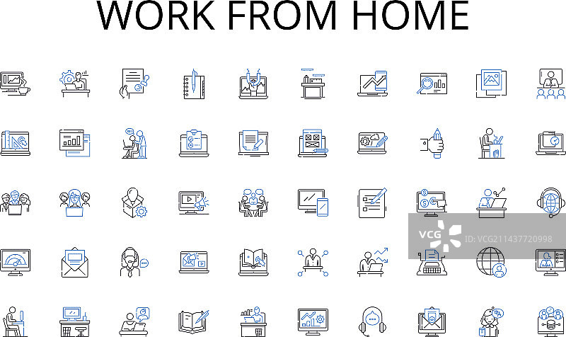 在家办公线性图标合集图片素材
