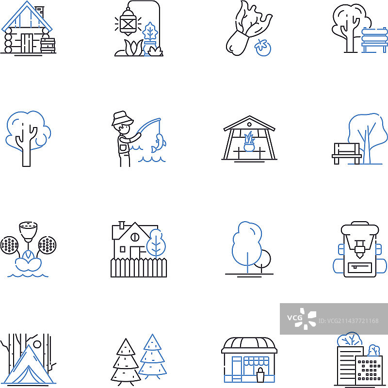 历史街区线条图标合集图片素材