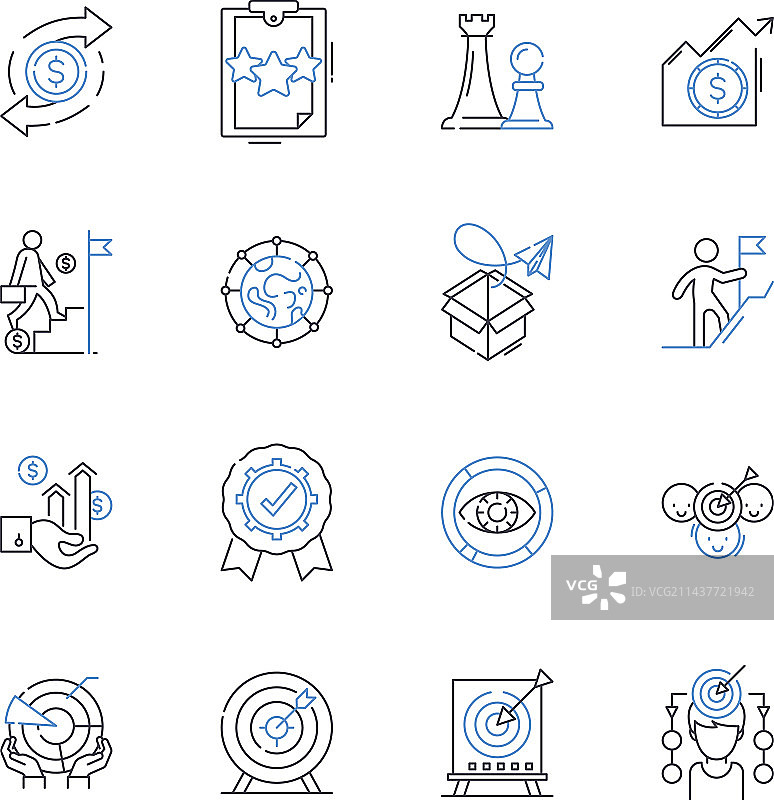 联合领导力线性图标合集图片素材