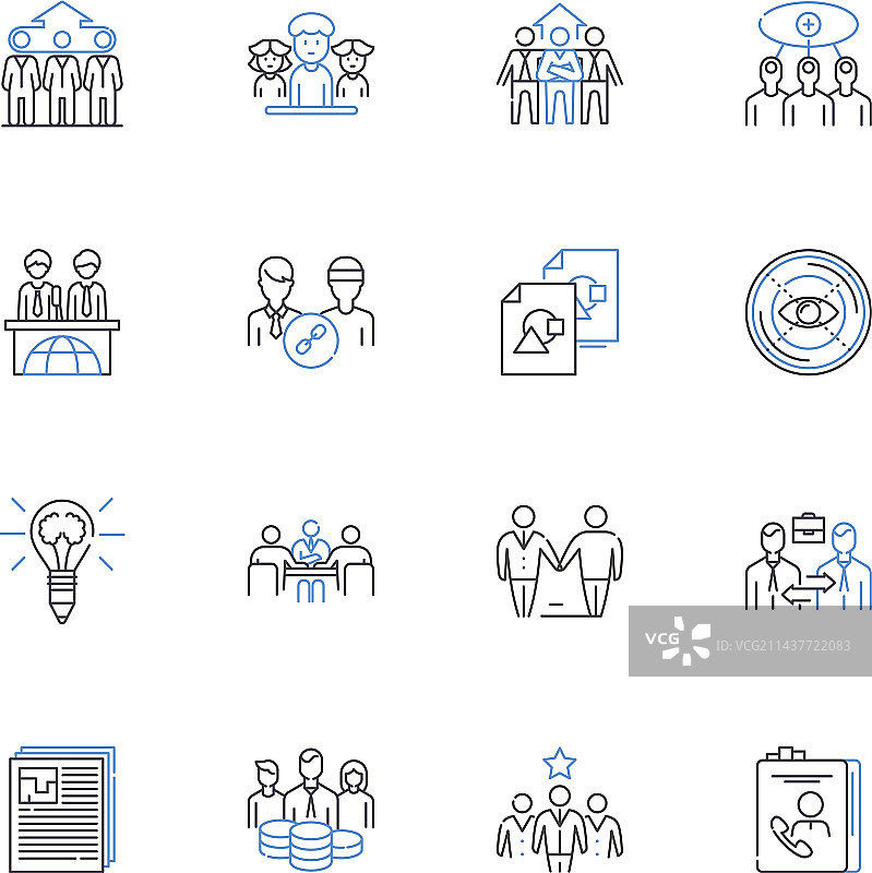 金融培训线条图标合集图片素材