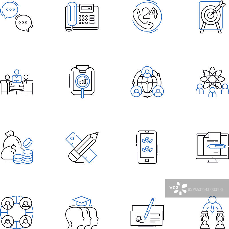 政府政策线性图标合集图片素材