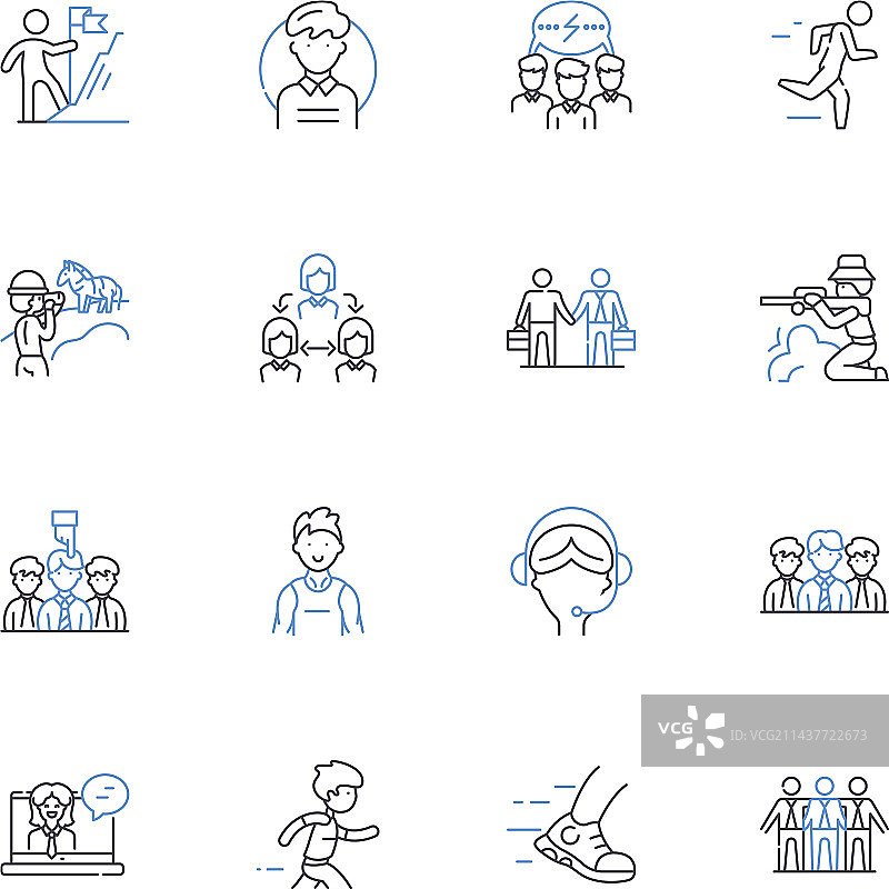 增长队列线图标集合扩展图片素材