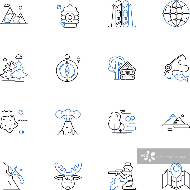 丛林树冠滑索线路图标合集图片素材