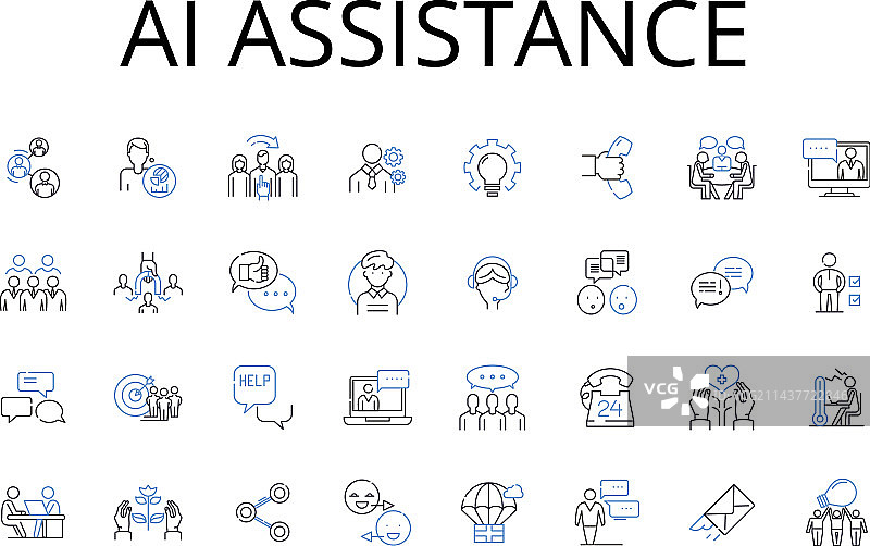 AI助手线性图标合集自动化图片素材