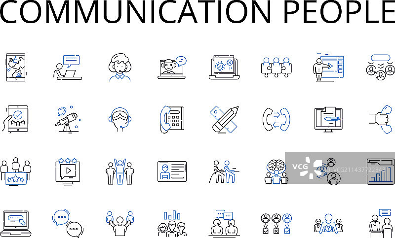 沟通人物线条图标合集图片素材