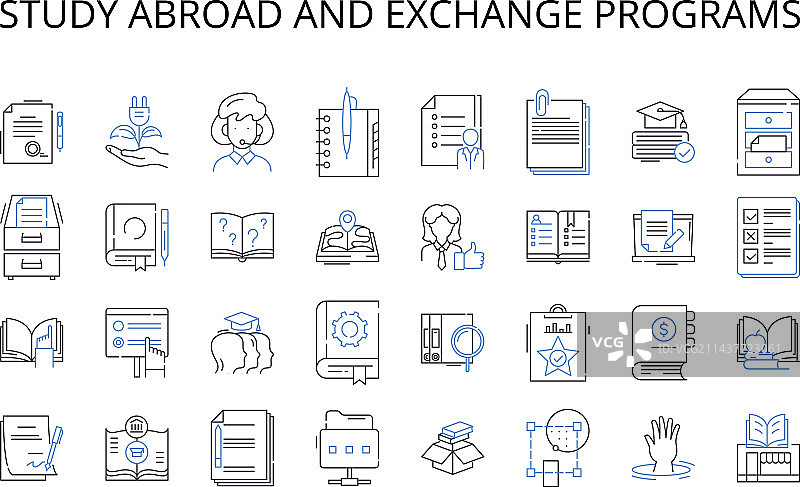 留学和交换项目线性图标图片素材
