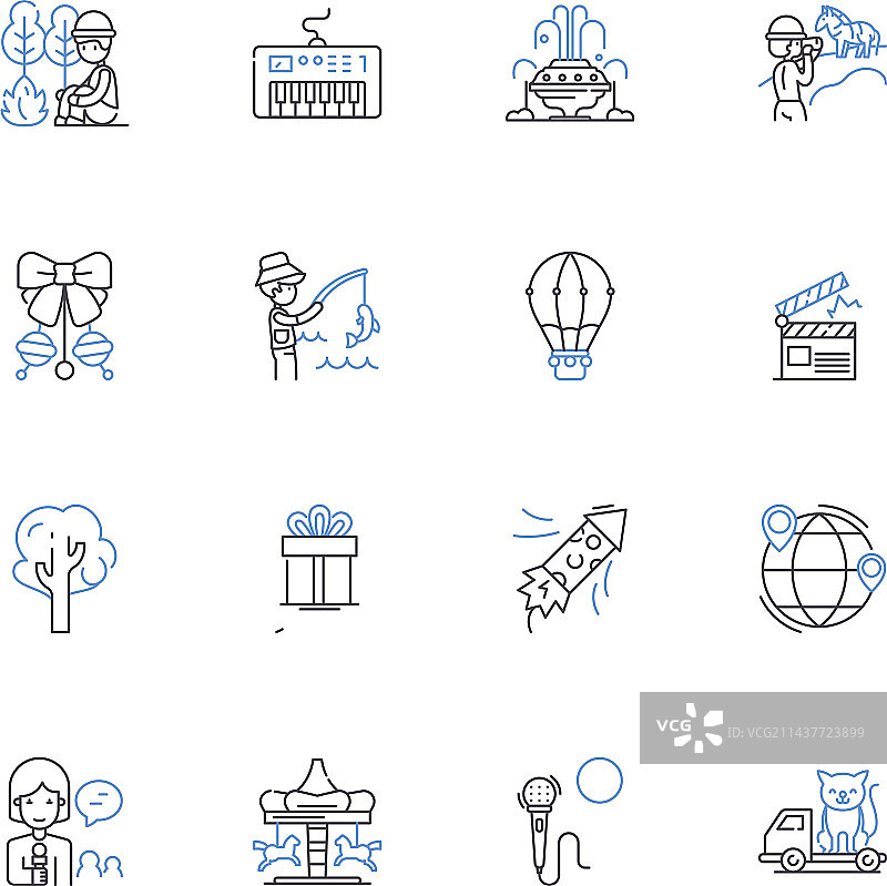 乡村静居线图标集合图片素材