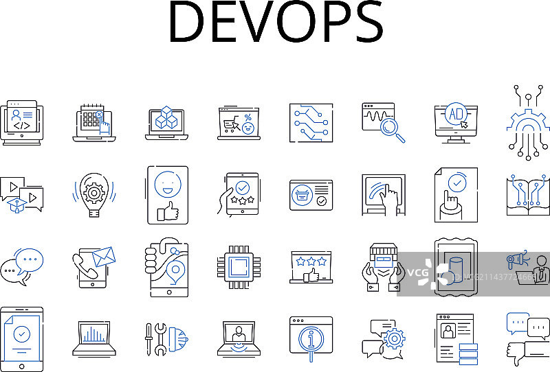 DevOps线性图标集：敏捷开发图片素材