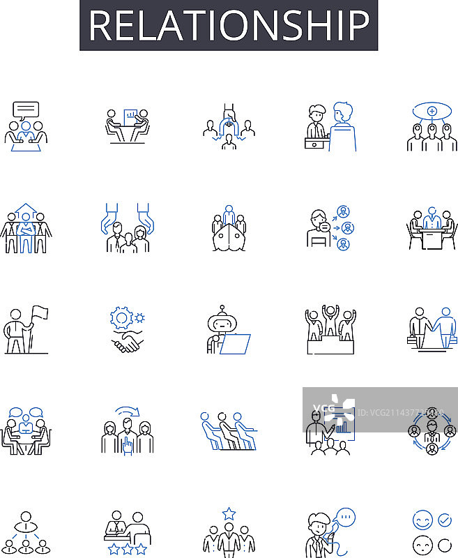 友谊关系线性图标合集图片素材