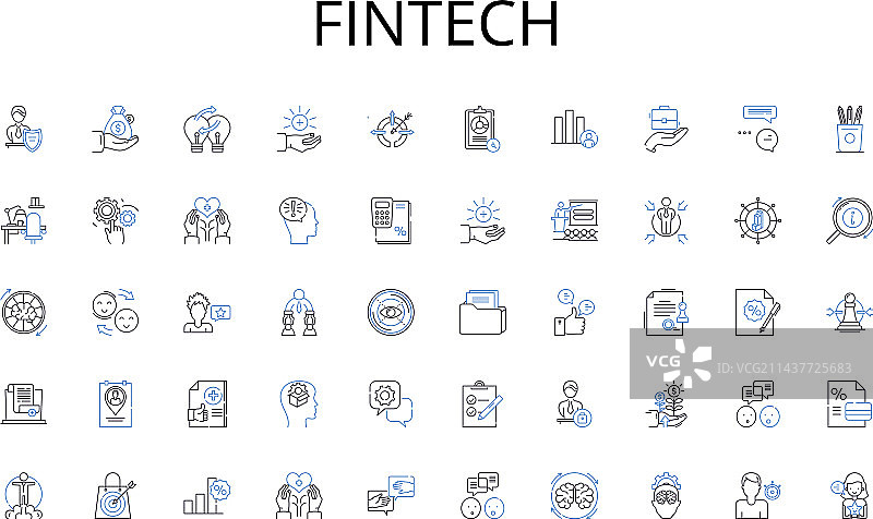 金融科技线性图标合集图片素材