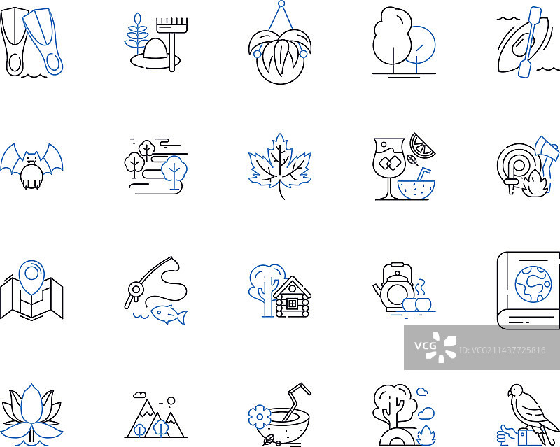 丛林探险线条图标合集图片素材