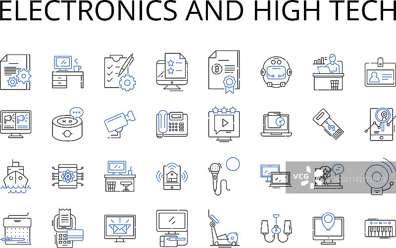 电子和高科技线性图标合集图片素材