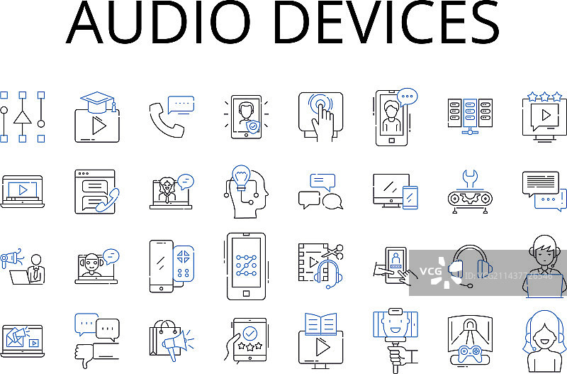 音频设备线性图标集文本信息图片素材