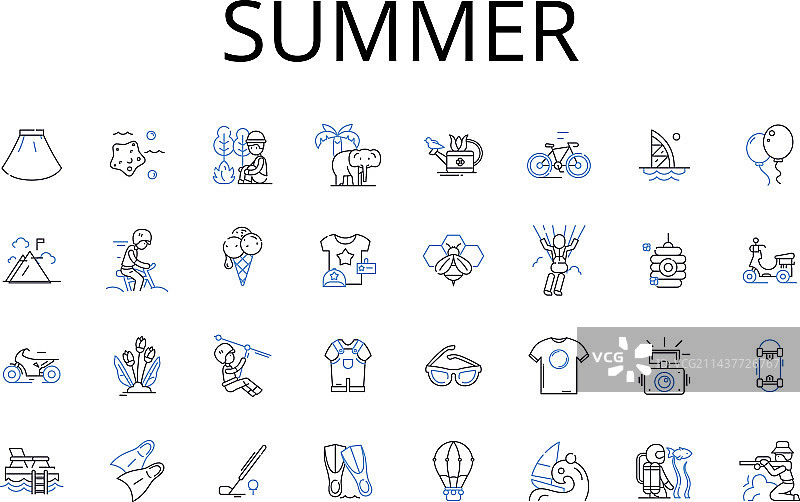 夏季线条图标系列：热浪阳光图片素材