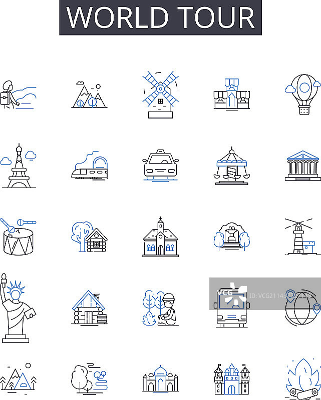 世界旅行线路图标导航指南图片素材