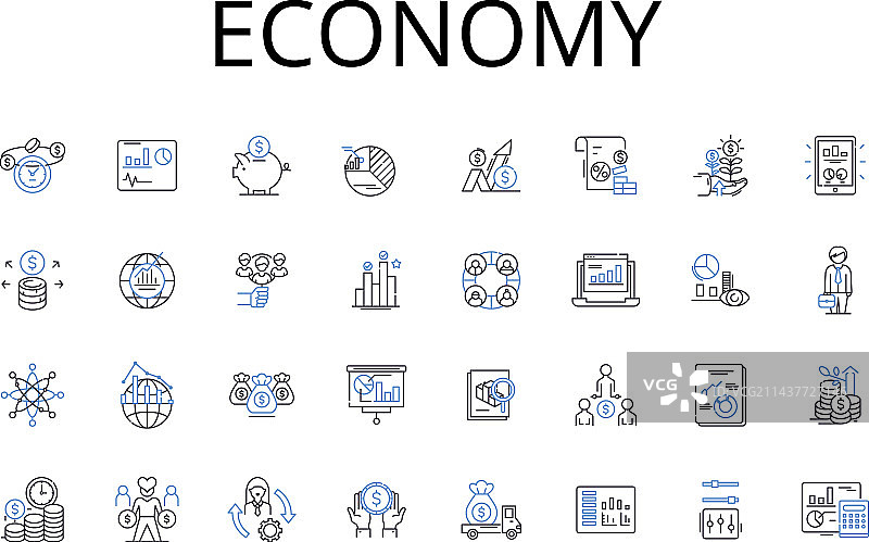 经济线条图标集合商业金融图片素材
