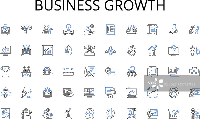 农业业务增长线性图标合集图片素材