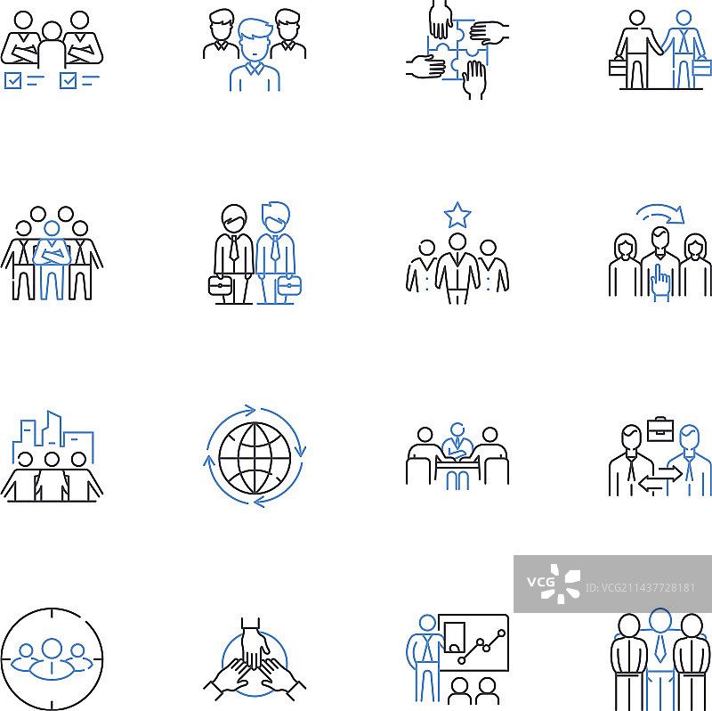 互利共生线性图标合集图片素材