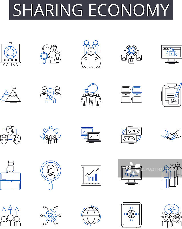 共享经济线性图标合集图片素材