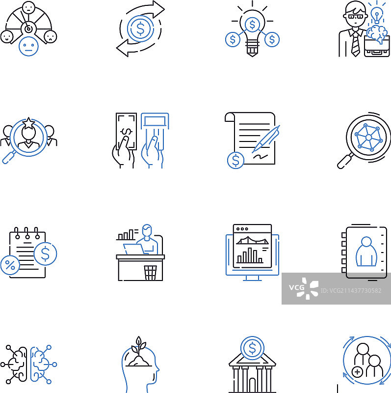 信用管理线性图标合集图片素材