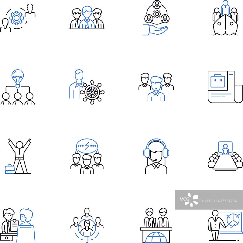 团队合作线性图标图片素材