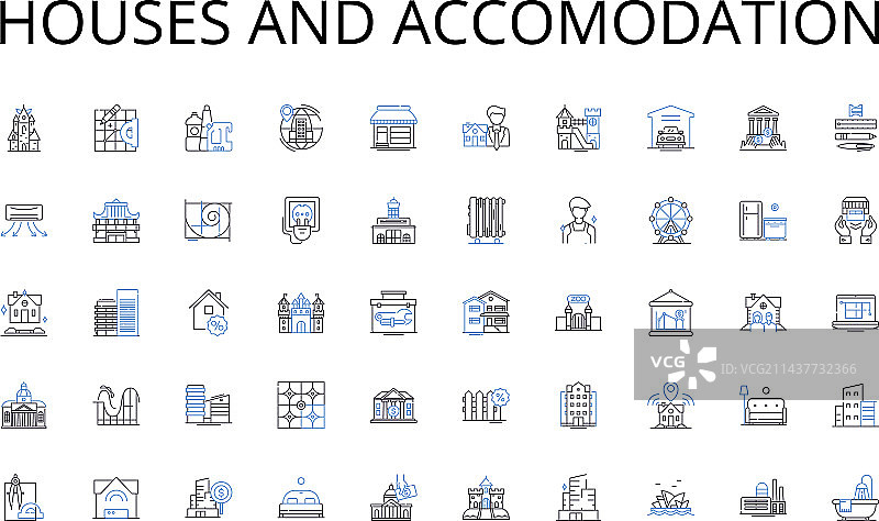 房屋和住宿线性图标合集图片素材