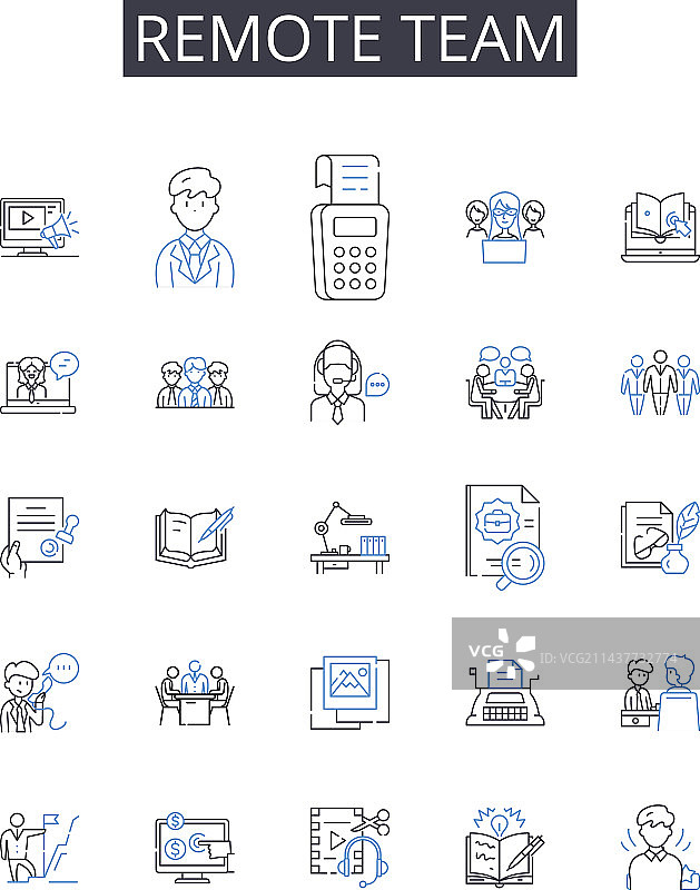 远程团队线路图标合集图片素材