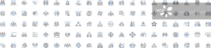 联盟线条图标合集：团结合作图片素材