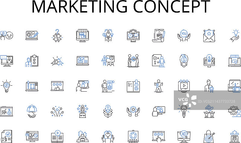 营销概念线性图标合集图片素材
