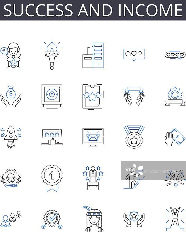 成功与收入线性图标合集图片素材