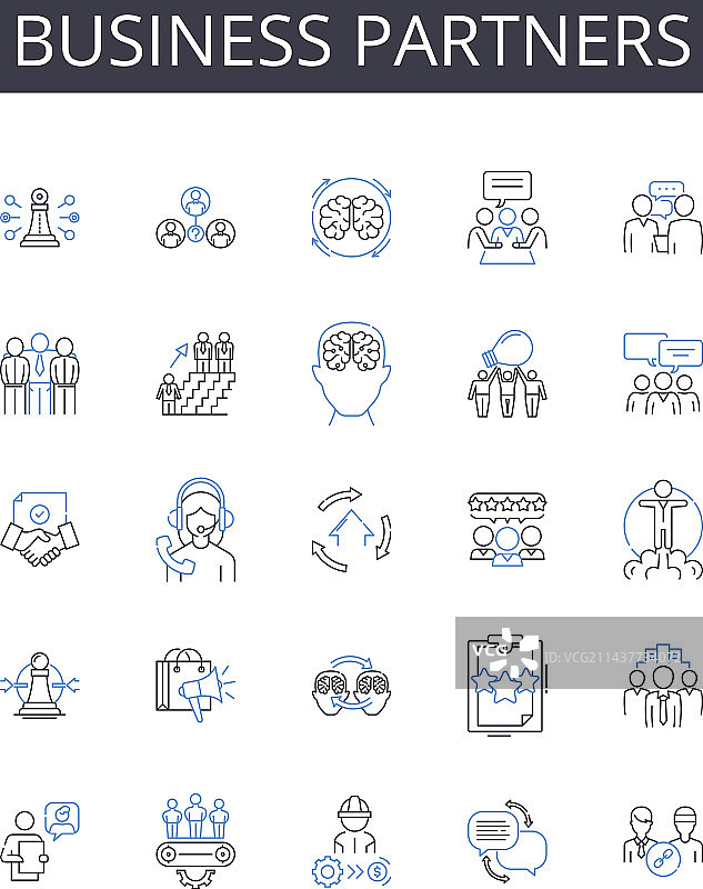 商业伙伴线性图标合集图片素材