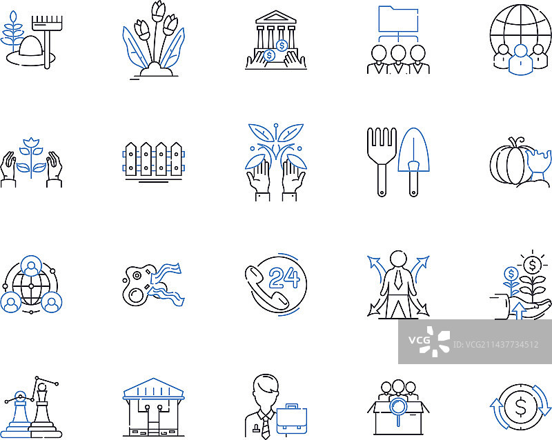 可持续零浪费线性图标合集图片素材