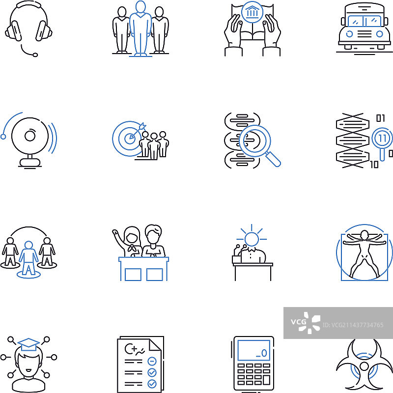 拳击训练线性图标合集图片素材