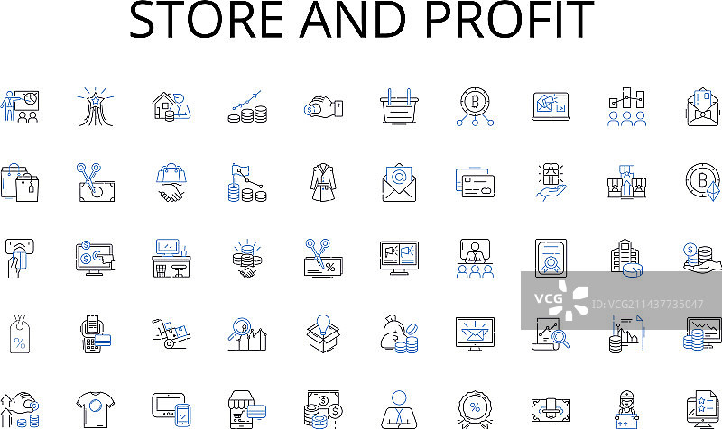 商店和利润系列线性图标图片素材