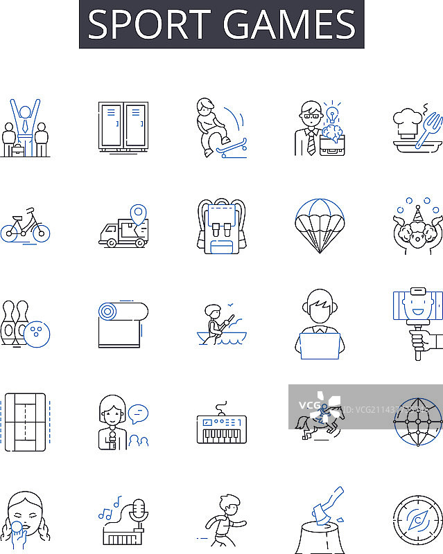 运动会线条图标合集图片素材
