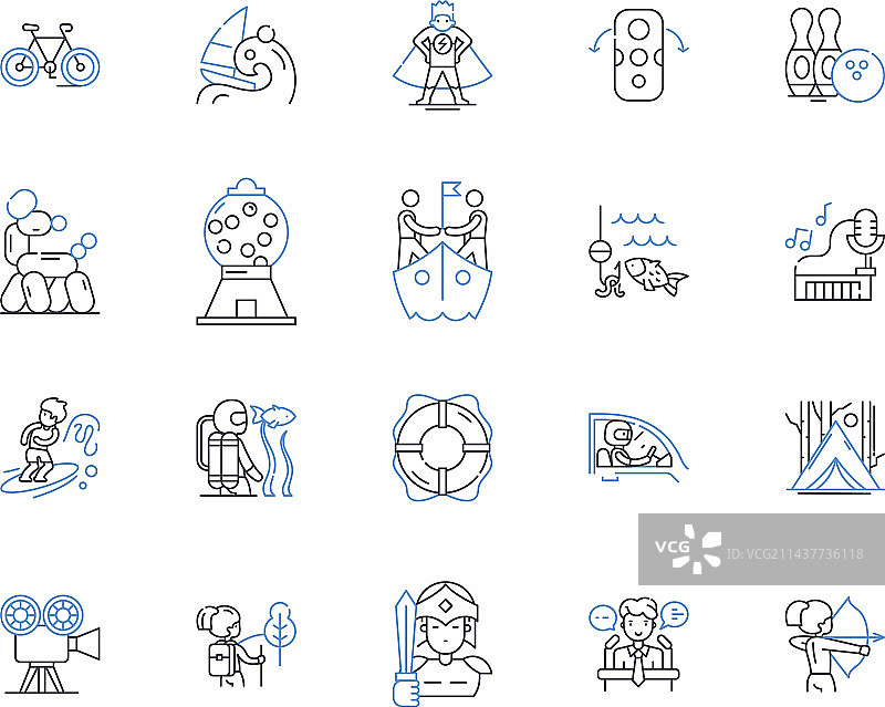 健身游戏线性图标合集：汗水有氧运动图片素材